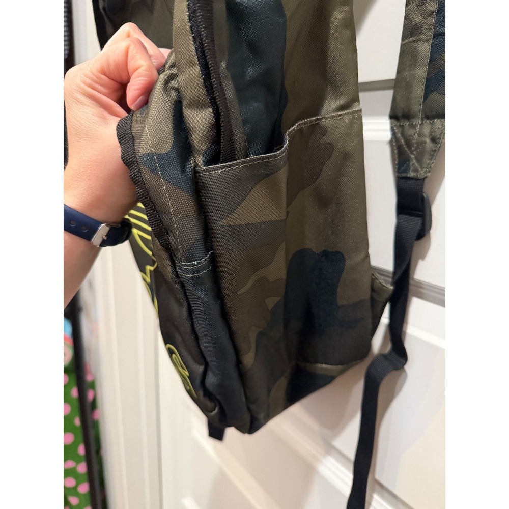 Adidas Originals Kids Camouflage Backpack Neon Yellow Trefoil Logo Camo Bag - Picture 5 of 6